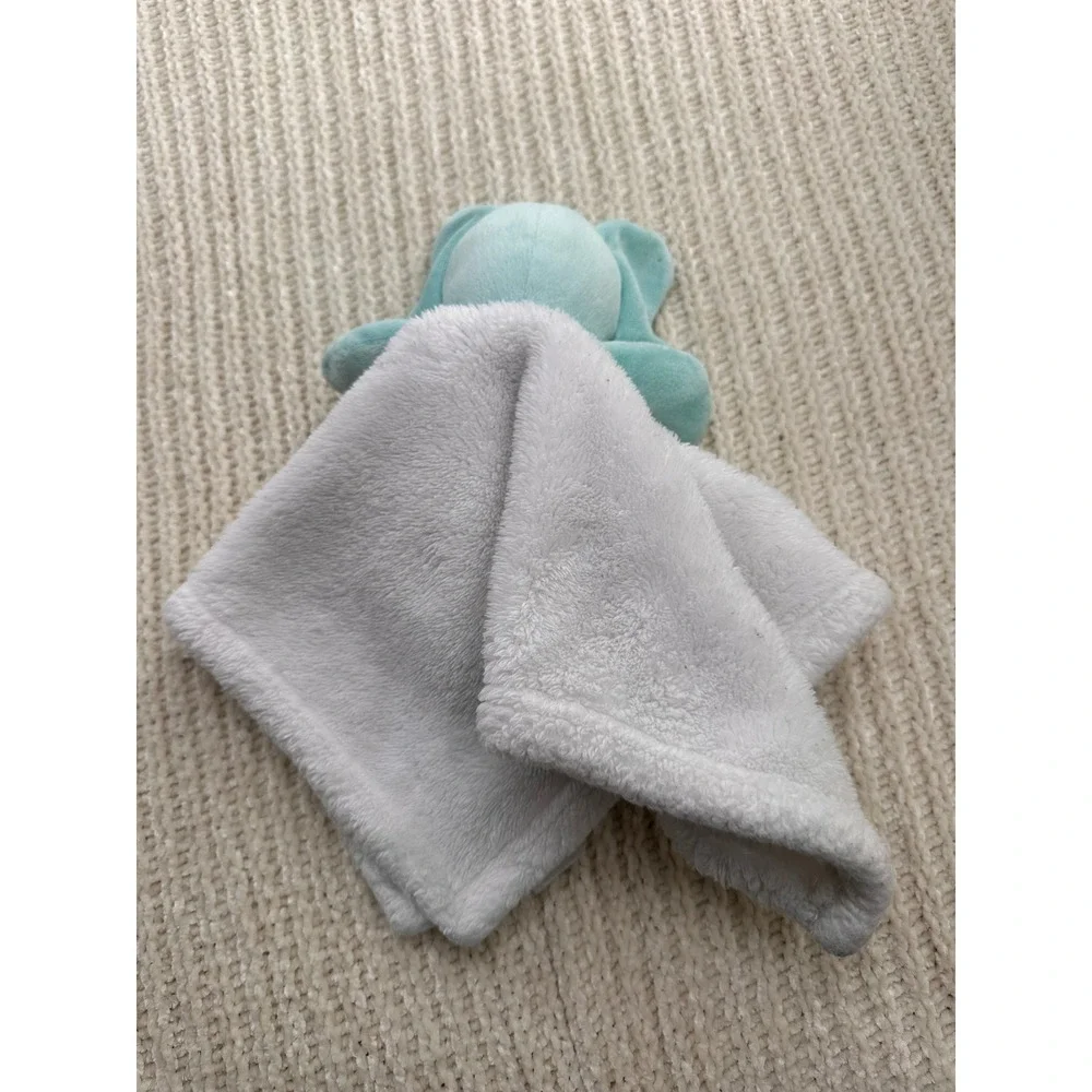 Baby Gear Elephant Lovey Security Blanket Aqua Blue White Sherpa‎ Fleece